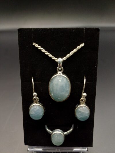 Conjunto Aguamarina ovalado mediano