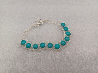 Pulsera Turquesa circular plata